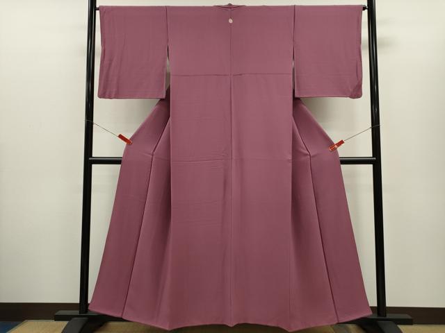 平和屋着物●上質な色無地　京紫色　鬼しぼ縮緬　正絹　逸品　CABH7978ze