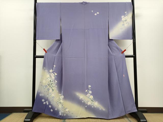 平和屋着物●十日町友禅　女流作家　遠田藤舟 　訪問着　草花文　暈し染め　金彩　正絹　逸品　CABH7982ze
