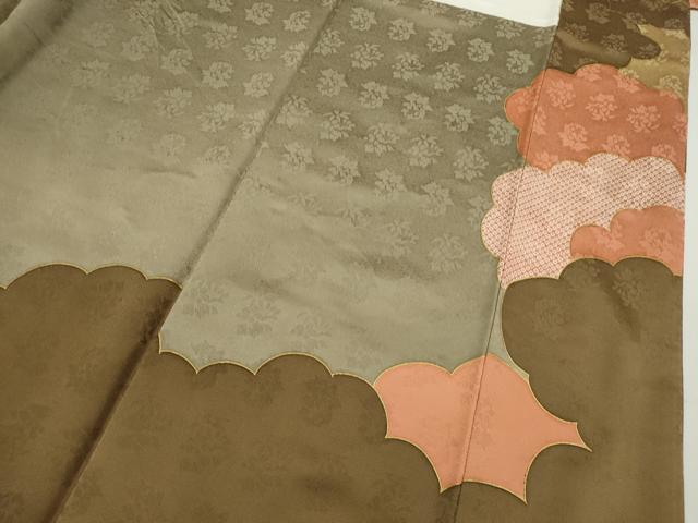 平和屋着物●訪問着　駒刺繍　雲取り草花文　金彩　正絹　逸品　CABH7983ze