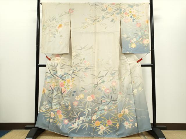 平和屋着物●人間国宝　本加賀友禅作家　二塚長生　訪問着　草花文　暈し染め　正絹　逸品　CABH7984ze