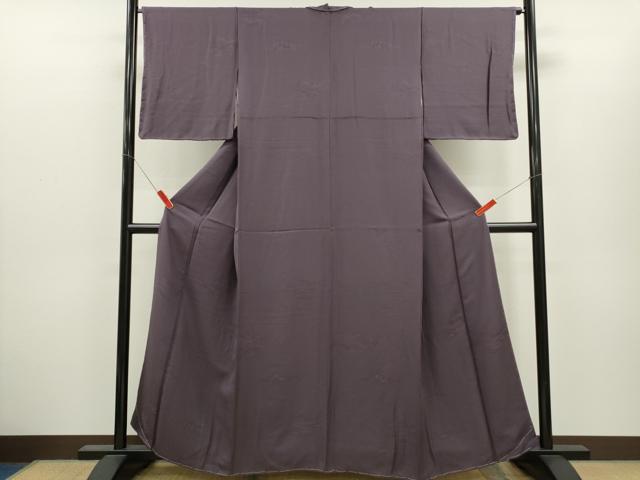 平和屋着物●上質な色無地　籬草花地紋　葡萄鼠色　正絹　逸品　CABH7987ze
