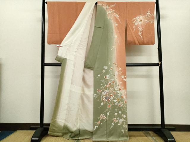 平和屋着物●訪問着　貝桶吉祥花文　暈し染め　金彩　正絹　逸品　CABH7990ze