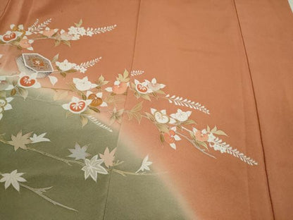 平和屋着物●訪問着　貝桶吉祥花文　暈し染め　金彩　正絹　逸品　CABH7990ze