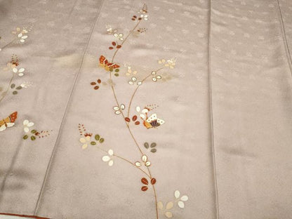 平和屋着物●訪問着　駒刺繍　舞蝶枝萩文　金彩　正絹　逸品　CABH7991ze