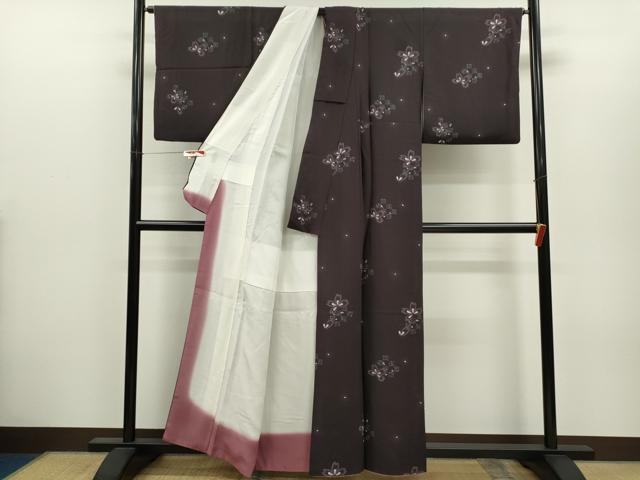 平和屋着物●上質な小紋　蛍暈し　舞桜文　正絹　逸品　CABH7992ze