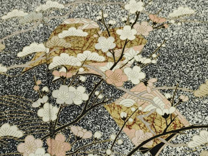 平和屋着物●訪問着　冊子枝花文　たたき染め　金彩　正絹　逸品　CABH7996ze