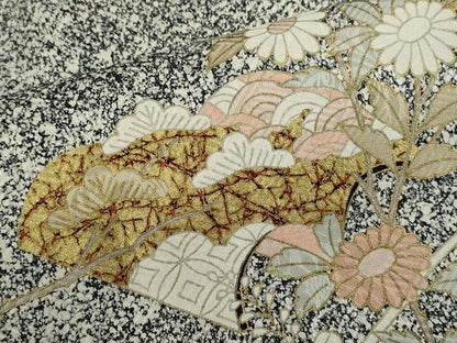 平和屋着物●訪問着　冊子枝花文　たたき染め　金彩　正絹　逸品　CABH7996ze