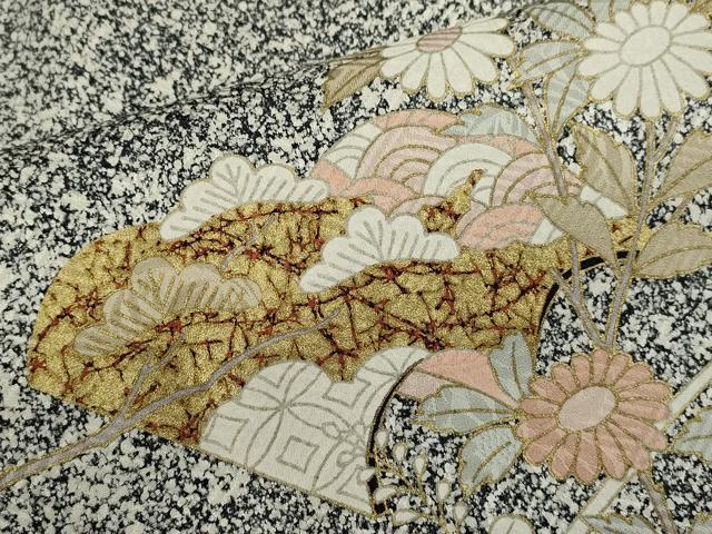平和屋着物●訪問着　冊子枝花文　たたき染め　金彩　正絹　逸品　CABH7996ze