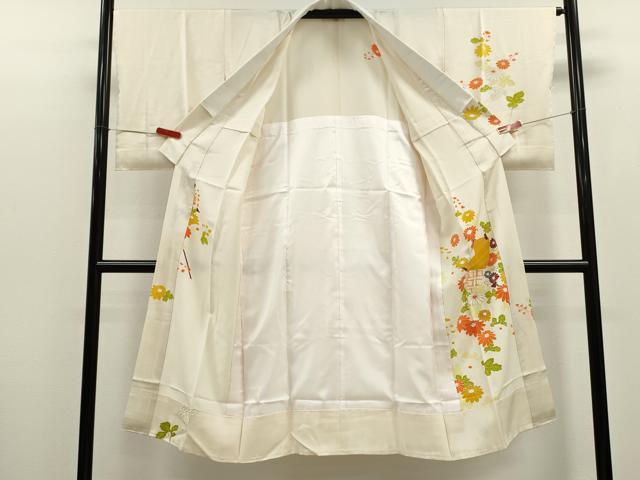 平和屋着物●長襦袢　無双仕立て　駒刺繍　糸車枝菊文　金彩　正絹　逸品　未使用　CABH7999ze