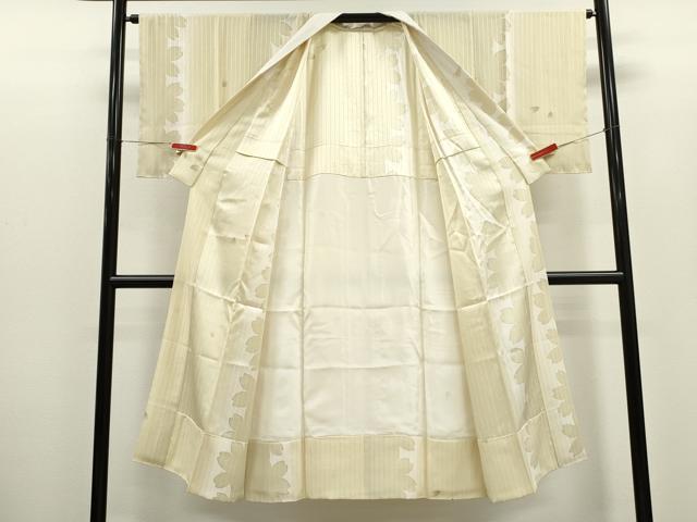 平和屋着物●長襦袢　無双仕立て　縞　舞桜文　正絹　逸品　未使用　CABH8000ze