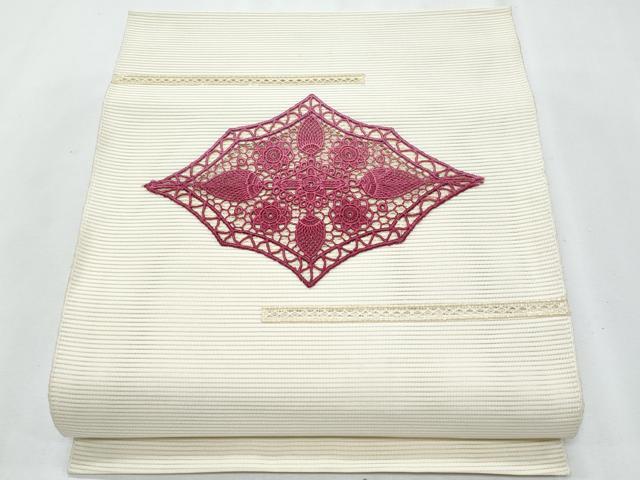 平和屋着物＊夏物　八寸名古屋帯　絽綴れ　ドロンワーク　花菱文　正絹　逸品　CABH8016fb