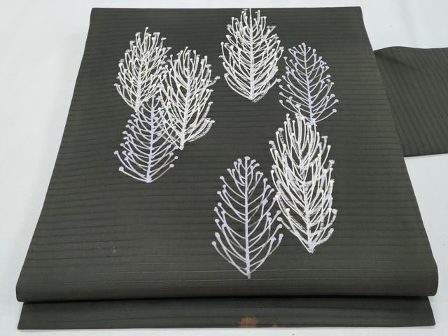 平和屋着物＊夏物　塩瀬　九寸名古屋帯　ろうけつ染　草木文　正絹　逸品　CABH8017fb
