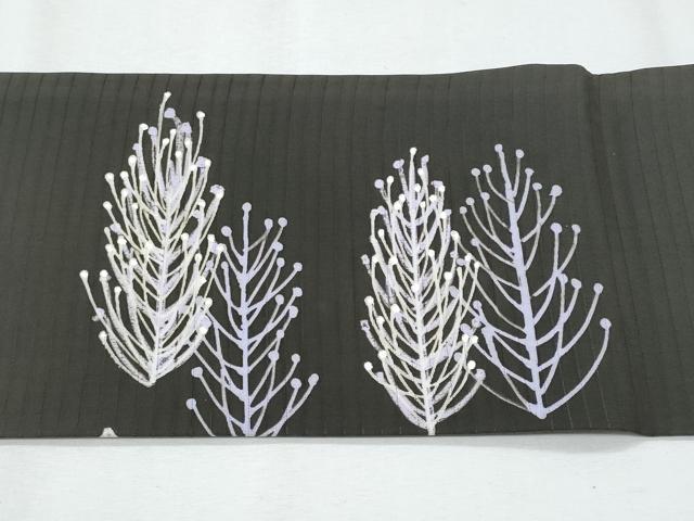 平和屋着物＊夏物　塩瀬　九寸名古屋帯　ろうけつ染　草木文　正絹　逸品　CABH8017fb