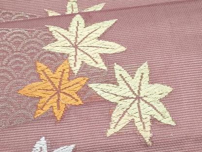 平和屋着物＊夏物　九寸名古屋帯　唐織　楓　正絹　逸品　CABH8020fb