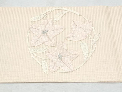 平和屋着物＊夏物　九寸名古屋帯　総刺繍　花丸文　正絹　逸品　CABH8025fb