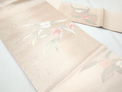 平和屋着物＊夏物　九寸名古屋帯　枝花文　金銀糸　正絹　逸品　CABH8027fb