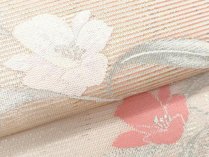 平和屋着物＊夏物　九寸名古屋帯　枝花文　金銀糸　正絹　逸品　CABH8027fb