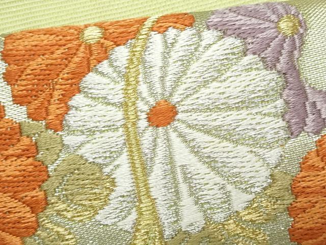 平和屋着物＊夏物　九寸名古屋帯　唐織　菊　金銀糸　正絹　逸品　CABH8028fb