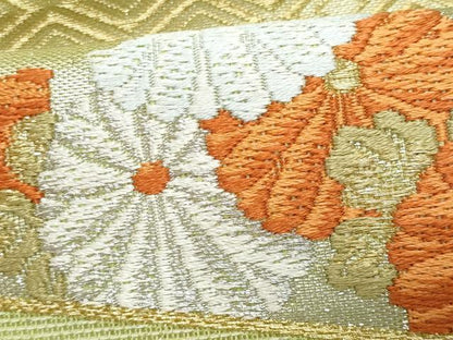 平和屋着物＊夏物　九寸名古屋帯　唐織　菊　金銀糸　正絹　逸品　CABH8028fb