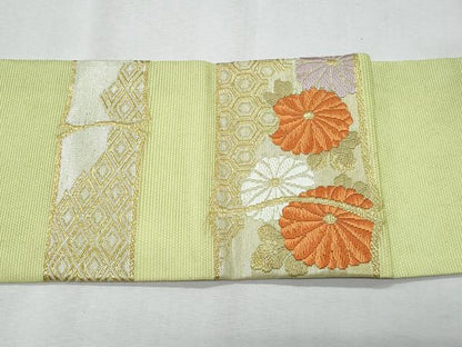 平和屋着物＊夏物　九寸名古屋帯　唐織　菊　金銀糸　正絹　逸品　CABH8028fb