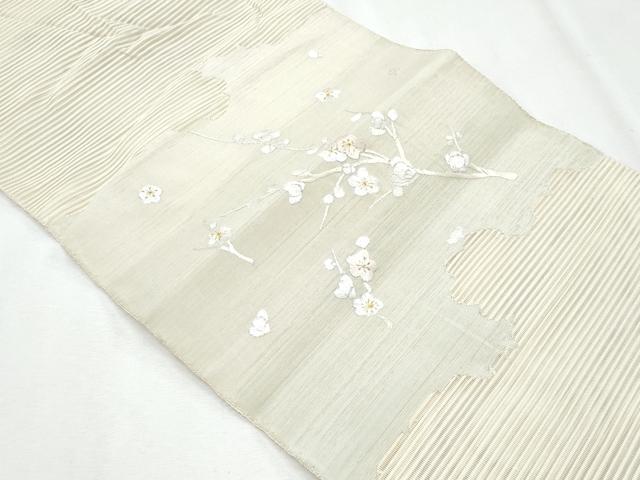 平和屋着物＊夏物　八寸名古屋帯　手刺繍　絽綴れ　枝花文　金糸　正絹　逸品　CABH8030fb