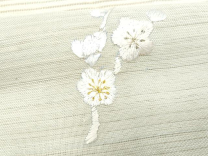 平和屋着物＊夏物　八寸名古屋帯　手刺繍　絽綴れ　枝花文　金糸　正絹　逸品　CABH8030fb