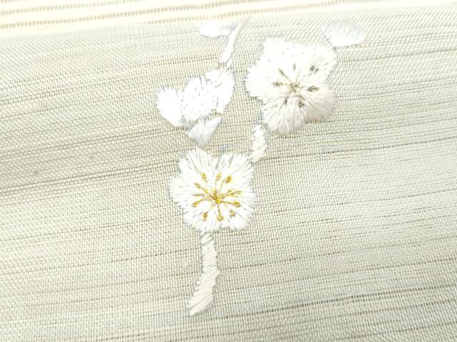 平和屋着物＊夏物　八寸名古屋帯　手刺繍　絽綴れ　枝花文　金糸　正絹　逸品　CABH8030fb