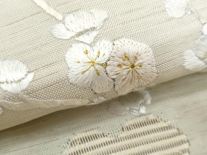 平和屋着物＊夏物　八寸名古屋帯　手刺繍　絽綴れ　枝花文　金糸　正絹　逸品　CABH8030fb