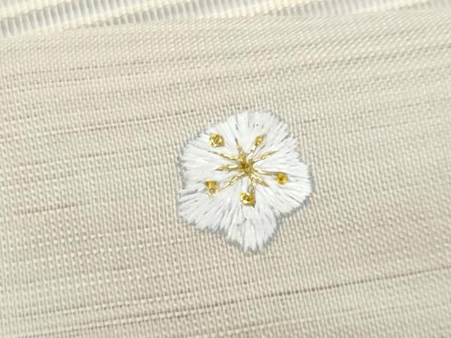 平和屋着物＊夏物　八寸名古屋帯　手刺繍　絽綴れ　枝花文　金糸　正絹　逸品　CABH8030fb