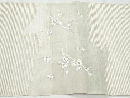 平和屋着物＊夏物　八寸名古屋帯　手刺繍　絽綴れ　枝花文　金糸　正絹　逸品　CABH8030fb