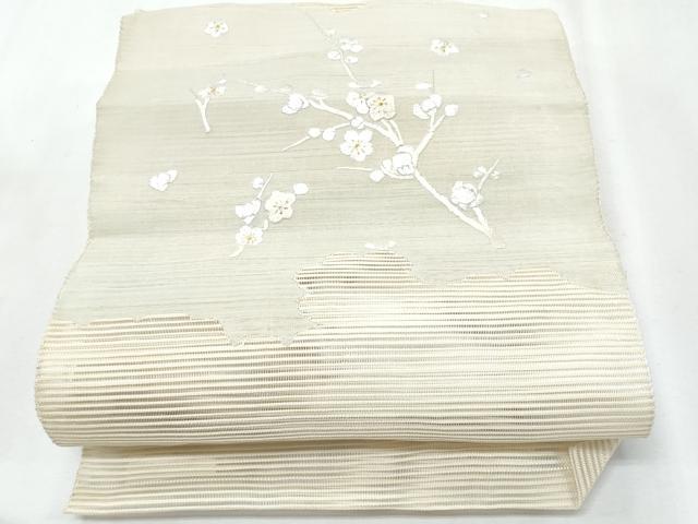 平和屋着物＊夏物　八寸名古屋帯　手刺繍　絽綴れ　枝花文　金糸　正絹　逸品　CABH8030fb