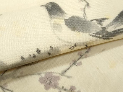 平和屋着物＊夏物　九寸名古屋帯　作家物　手描き　休み鳥　正絹　逸品　CABH8031fb
