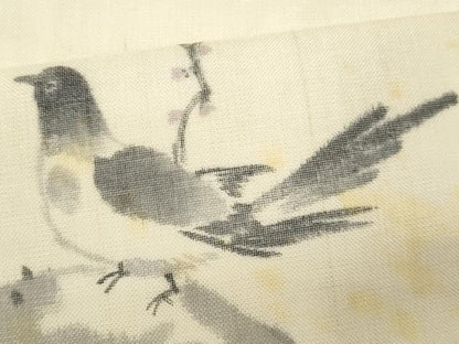 平和屋着物＊夏物　九寸名古屋帯　作家物　手描き　休み鳥　正絹　逸品　CABH8031fb