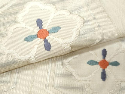 平和屋着物＊夏物　九寸名古屋帯　亀甲花文　正絹　逸品　CABH8034fb