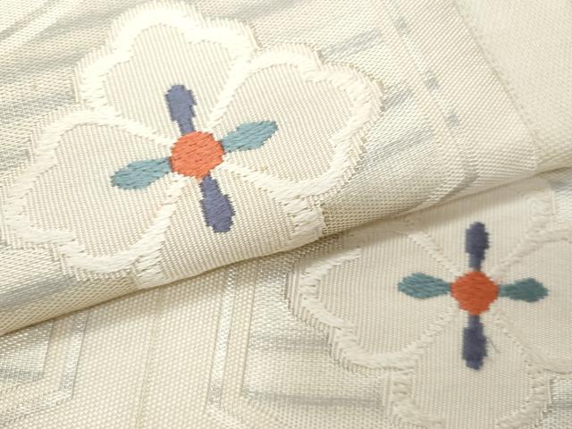 平和屋着物＊夏物　九寸名古屋帯　亀甲花文　正絹　逸品　CABH8034fb