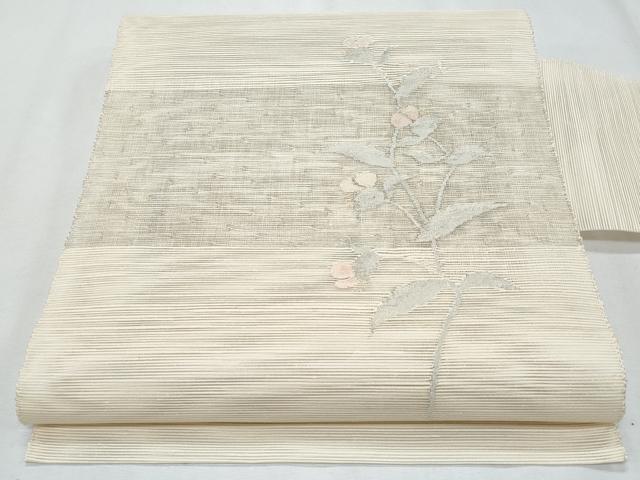 平和屋着物＊夏物　八寸名古屋帯　枝花文　金銀糸　正絹　逸品　CABH8038fb