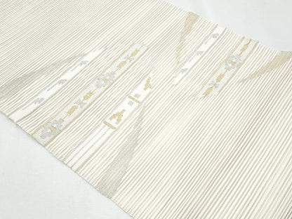 平和屋着物＊夏物　八寸名古屋帯　絽綴れ　横段文　金銀糸　正絹　逸品　CABH8039fb