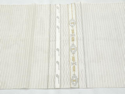 平和屋着物＊夏物　八寸名古屋帯　絽綴れ　横段文　金銀糸　正絹　逸品　CABH8039fb