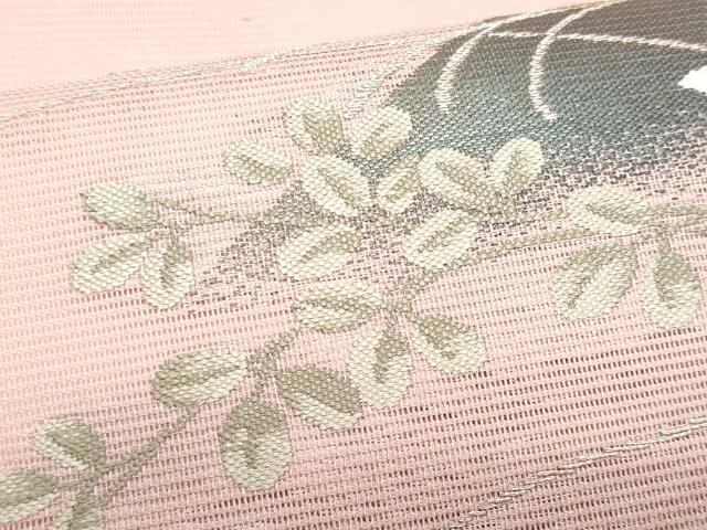 平和屋着物＊夏物　九寸名古屋帯　草花文　正絹　逸品　CABH8041fb