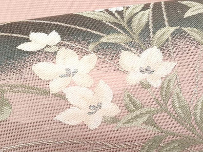 平和屋着物＊夏物　九寸名古屋帯　草花文　正絹　逸品　CABH8041fb