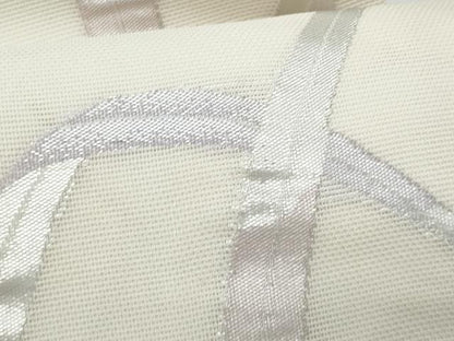 平和屋着物＊夏物　九寸名古屋帯　枝葉文　銀糸　正絹　逸品　CABH8045fb