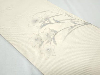 平和屋着物＊夏物　中国三大刺繍　相良刺繍　九寸開き名古屋帯　桔梗　銀糸　正絹　逸品　CABH8047fb
