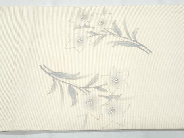 平和屋着物＊夏物　中国三大刺繍　相良刺繍　九寸開き名古屋帯　桔梗　銀糸　正絹　逸品　CABH8047fb