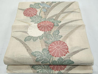平和屋着物＊夏物　八寸名古屋帯　枝菊文　正絹　逸品　CABH8049fb