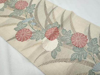 平和屋着物＊夏物　八寸名古屋帯　枝菊文　正絹　逸品　CABH8049fb