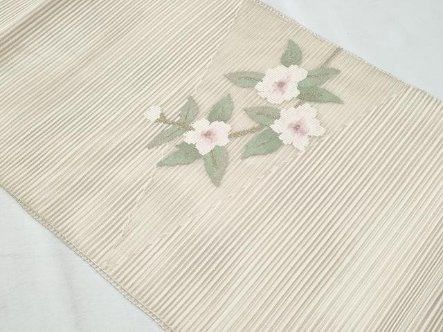 平和屋着物＊夏物　八寸名古屋帯　絽綴れ　草花文　金糸　正絹　逸品　CABH8052fb