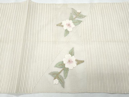 平和屋着物＊夏物　八寸名古屋帯　絽綴れ　草花文　金糸　正絹　逸品　CABH8052fb