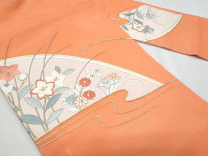 平和屋着物＊夏物　九寸名古屋帯　駒刺繍　枝花文　正絹　逸品　CABH8060fb
