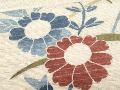 平和屋着物＊夏物　九寸開き名古屋帯　枝花文　絹麻　逸品　CABH8062fb
