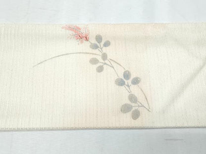 平和屋着物＊夏物　九寸名古屋帯　刺繍　流水桔梗文　金銀彩　正絹　逸品　CABH8063fb